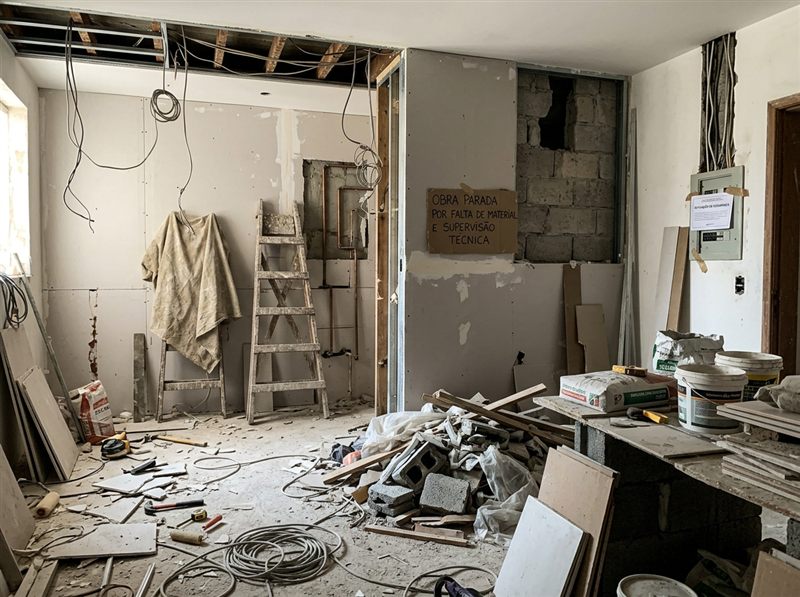 Obra inacabada e desorganizada, exemplo de obra fora do controle